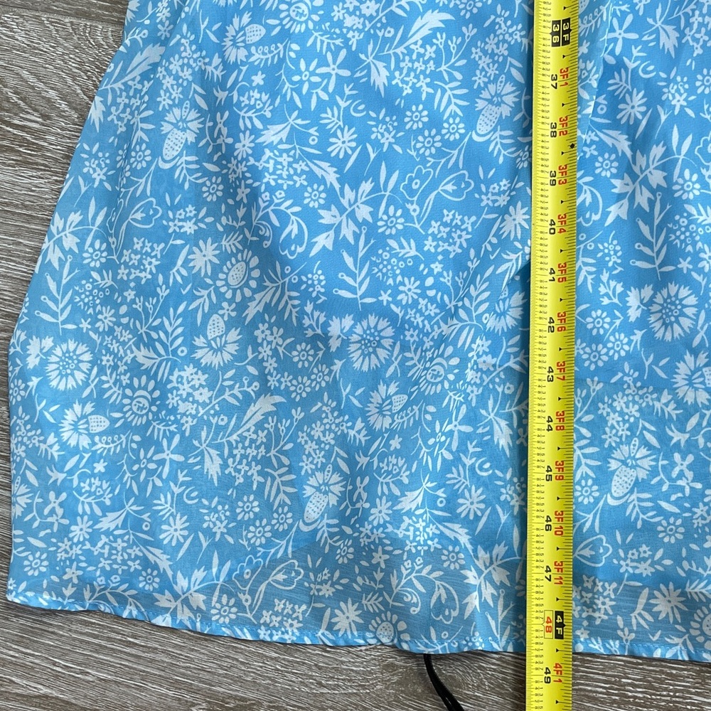 Sky Blue Floral Square-Neck Maxi Dress with Puff Sleeves - Picture 8 of 11